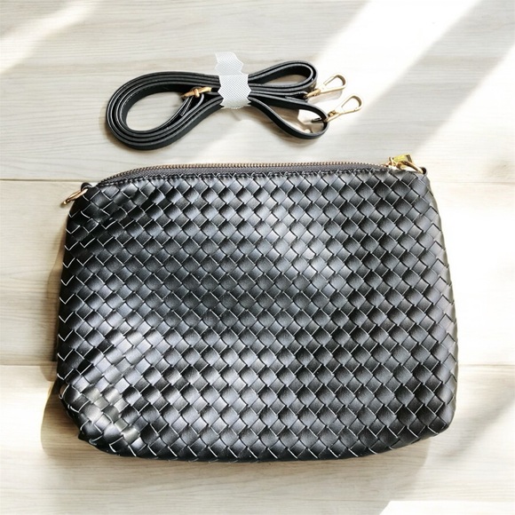 NEW Gray Haus: Soho Woven Black Bag Purse Jilly Box Summer 2025 Vegan Leather - Picture 5 of 10